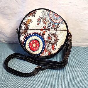 Retro, never used, colorful leather cross body purse